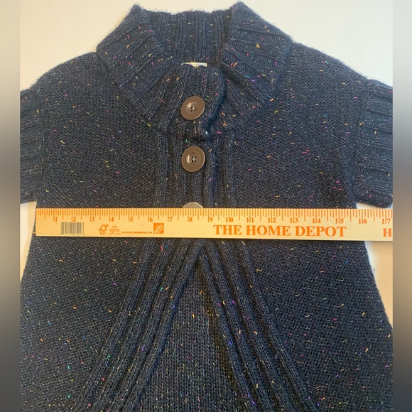 Decree short sleeve cardigan navy blue with rainbow threads womens size medium - Picture 8 of 9